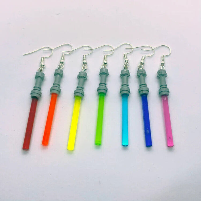 Brickohaulic Lightsaber Drop Earrings Handmade with LEGO® Bricks Parts