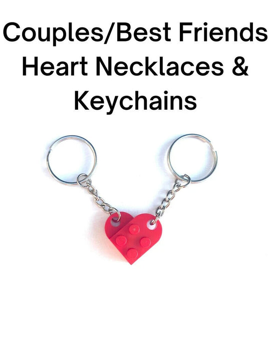 Brickohaulic Heart Keychain Pair Handmade with LEGO® Bricks Parts