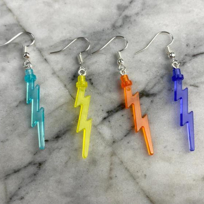 Brickohaulic Lightning Bolt Drop Earrings Handmade with LEGO® Bricks Parts