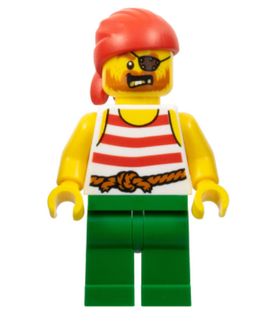 Lego Pirate 10320 Red Bandana White Shirt with Red Strip Pirates IV Minifigure