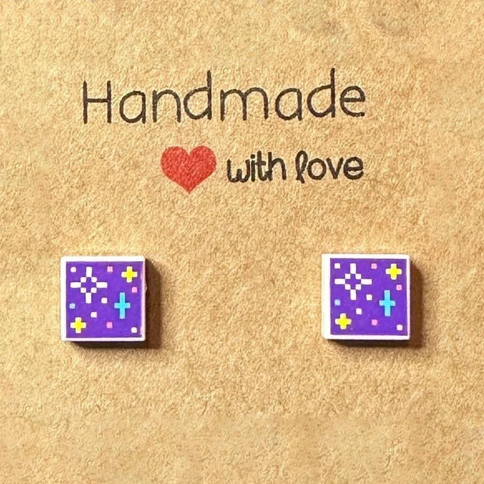 Brickohaulic Pixel Stars Stud Earrings Handmade with LEGO® Bricks Parts