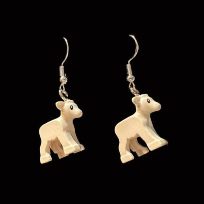 Brickohaulic Lamb Dangle Earrings Handmade with LEGO® Bricks Parts