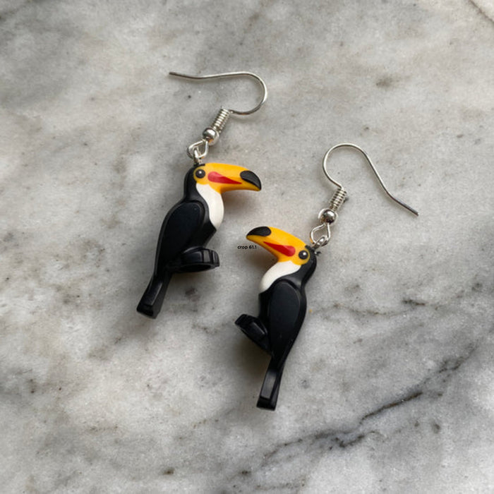 Brickohaulic Toucan Drop Earrings Handmade with LEGO® Bricks Parts