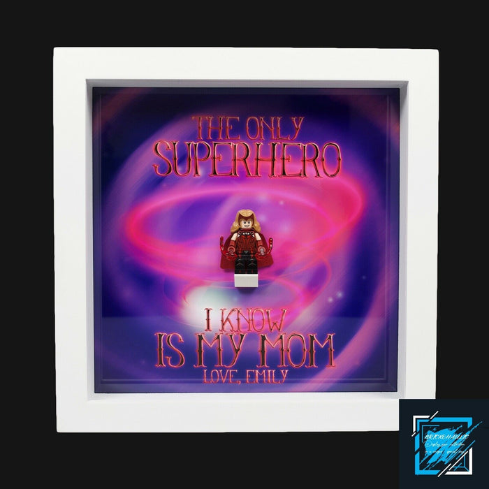 Brickohaulic Personalized Frame Scarlet Witch Minifigure Mother, Mom, Wife Gift