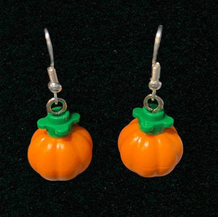 Brickohaulic Pumpkin Dangle Earrings Handmade with LEGO® Bricks Parts