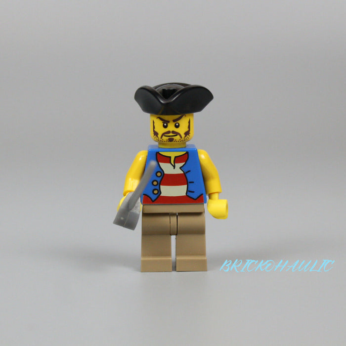 Lego Pirate Blue Vest 6243 Tan Legs Long Brown Moustache Pirates II Minifigure