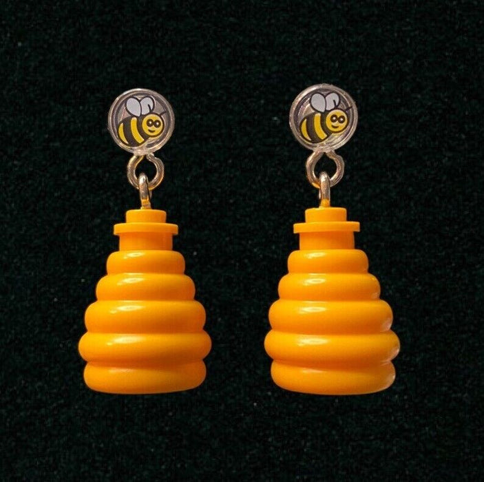 Brickohaulic Beehive Dangling Stud Earrings Handmade with LEGO® Bricks Parts