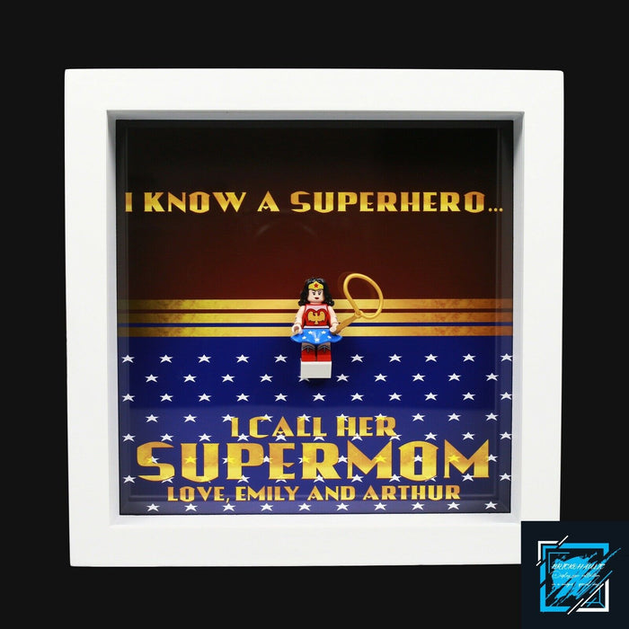 Brickohaulic Personalized Frame Wonder Woman Minifigure Mother, Mom, Wife Gift