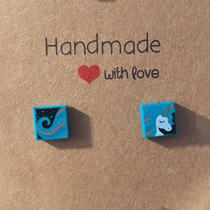 Brickohaulic Unicorn Stud Earrings Handmade with LEGO® Bricks Parts