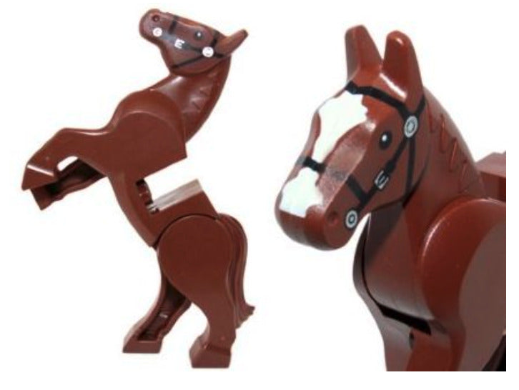 Lego Reddish Brown Horse Movable Legs with White Blaze Pattern Animal Minifigure