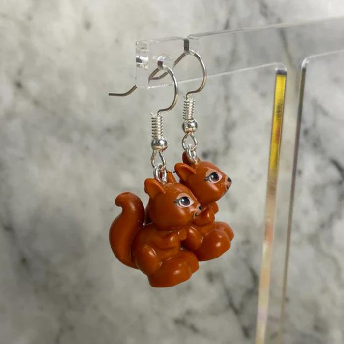 Brickohaulic Squirrel Drop Earrings Handmade with LEGO® Bricks Parts