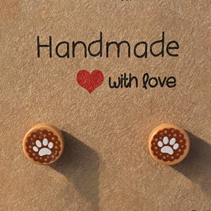 Brickohaulic Paw Print Stud Earrings Handmade with LEGO® Bricks Parts