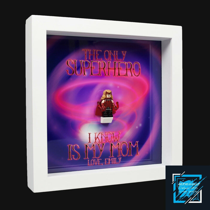 Brickohaulic Personalized Frame Scarlet Witch Minifigure Mother, Mom, Wife Gift