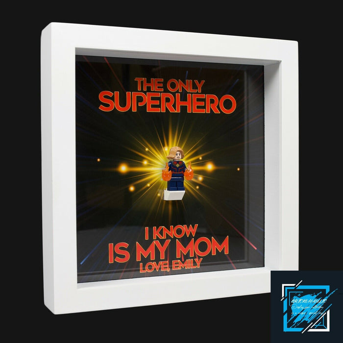 Brickohaulic Personalized Frame Captain Marvel Minifigure Mother, Mom, Wife Gift