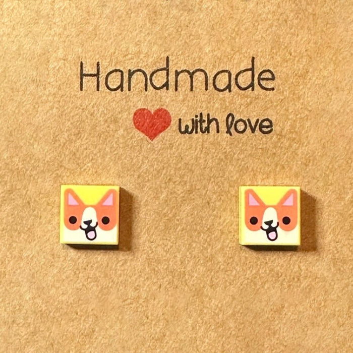 Brickohaulic Corgi Stud Earrings Handmade with LEGO® Bricks Parts