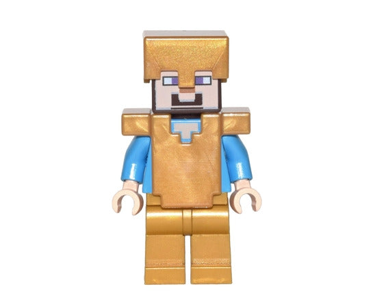 Lego Steve Pearl Gold Helmet Minecraft Minifigure