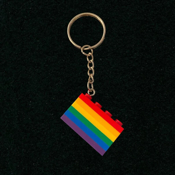 Brickohaulic Pride Flag Keychain Handmade with LEGO® Bricks Parts