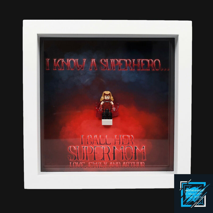 Brickohaulic Personalized Frame Scarlet Witch Minifigure Mother, Mom, Wife Gift