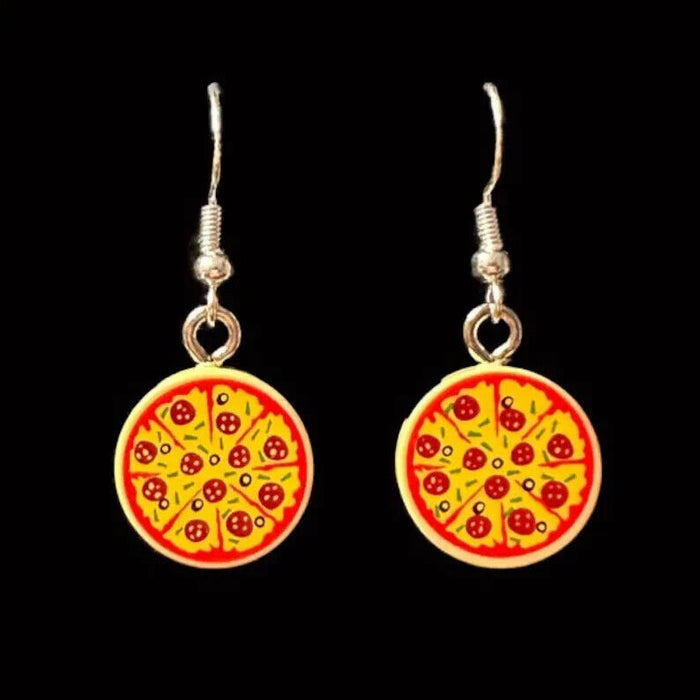 Brickohaulic Pizza Dangle Earrings Handmade with LEGO® Bricks Parts