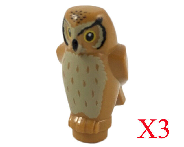 Lego Owl Angular Features with Tan Chest Feathers Animal Minifigure Lot Of 3