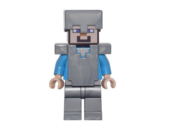 Lego Steve 21137 Flat Silver Helmet Armor Legs Minecraft Minifigure