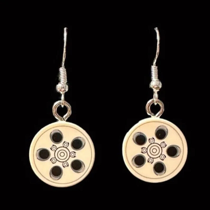 Brickohaulic Film Reel Dangle Earrings Handmade with LEGO® Bricks Parts