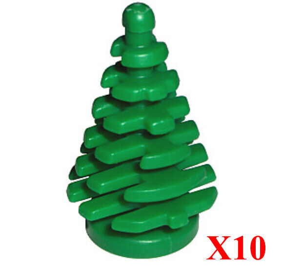 Lego Green Small Pine Tree 2 x 2 x 4 Plant Parts Pieces Lot of 10