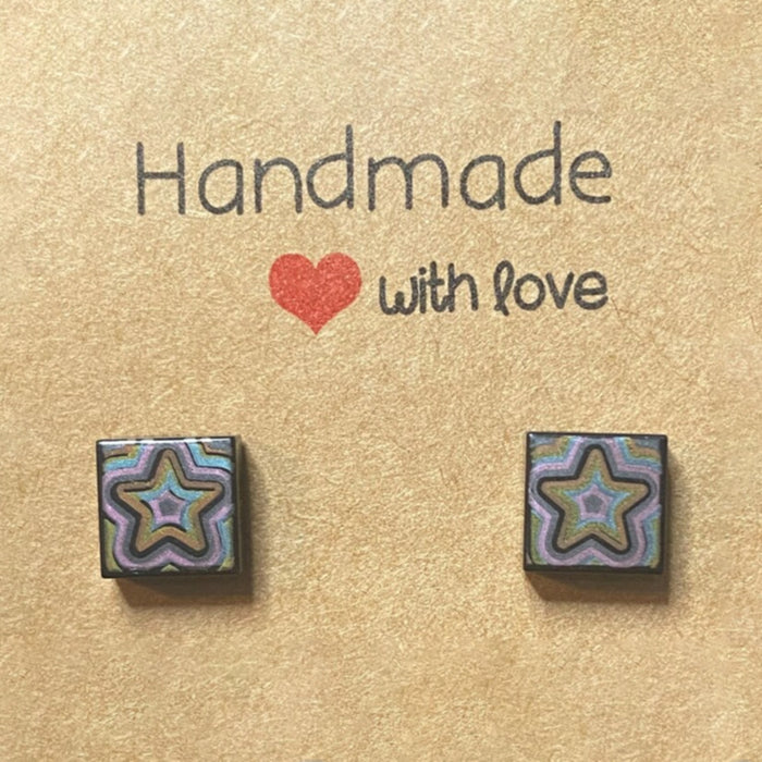 Brickohaulic Metallic Groovy Stars Earrings Handmade with LEGO® Bricks Parts