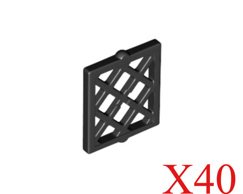 Lego Black Window 1 x 2 x 2 Pane Lattice Diamond Parts Pieces Lot of 40