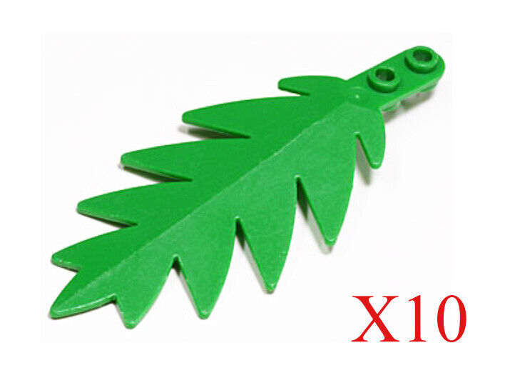 Lego Green Tree Palm Leaf Large 10 x 5 Plant Parts Pieces Lot of 10