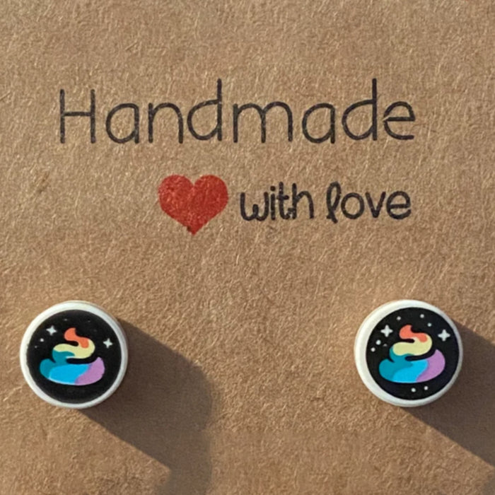 Brickohaulic Rainbow Poop Stud Earrings Handmade with LEGO® Bricks Parts