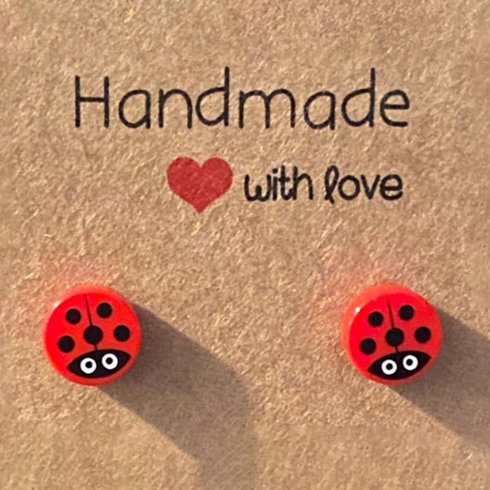 Brickohaulic Ladybug Stud Earrings Handmade with LEGO® Bricks Parts