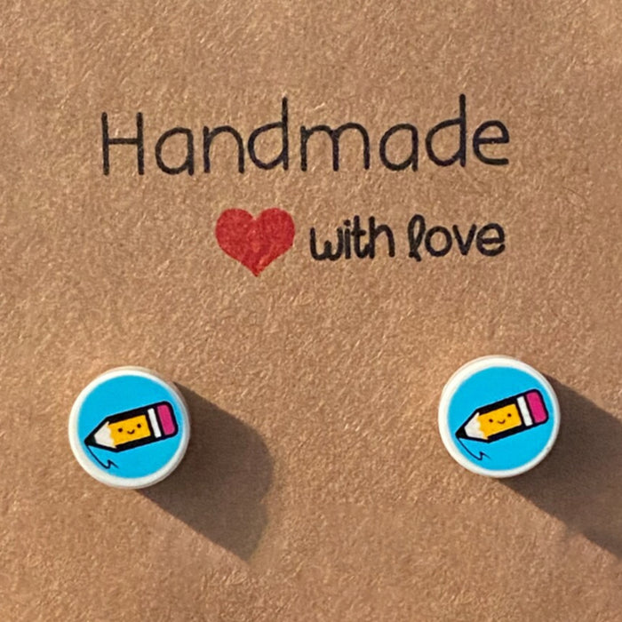 Brickohaulic Smiling Pencil Stud Earrings Handmade with LEGO® Bricks Parts