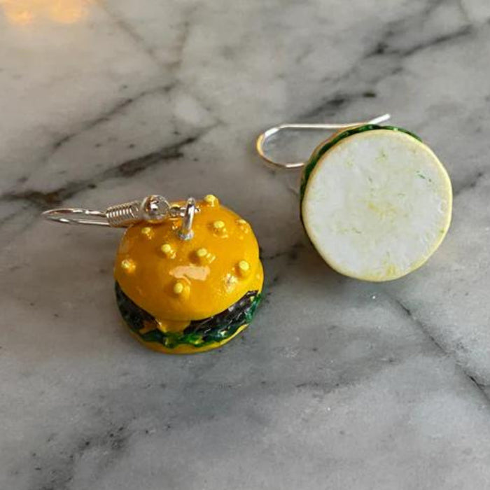 Brickohaulic Hamburger Drop Earrings Handmade with LEGO® Bricks Parts