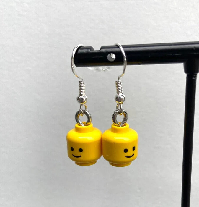 Brickohaulic Smiling Head Dangle Earrings Handmade with LEGO® Bricks Parts