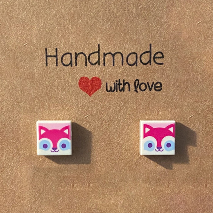 Brickohaulic Cat Stud Earrings Handmade with LEGO® Bricks Parts