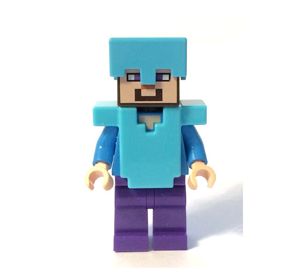 Lego Steve 21122 Medium Azure Helmet Minecraft Minifigure