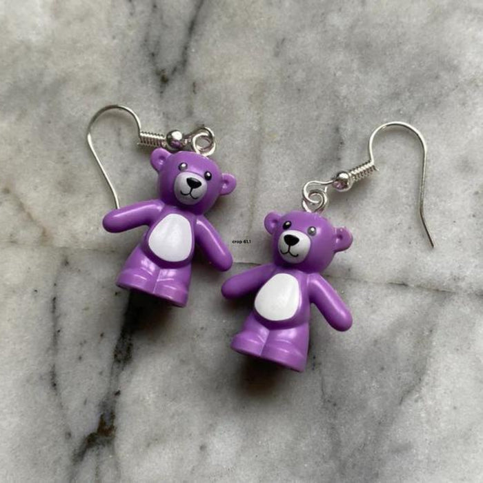 Brickohaulic Teddy Bear Earrings Handmade with LEGO® Bricks Parts