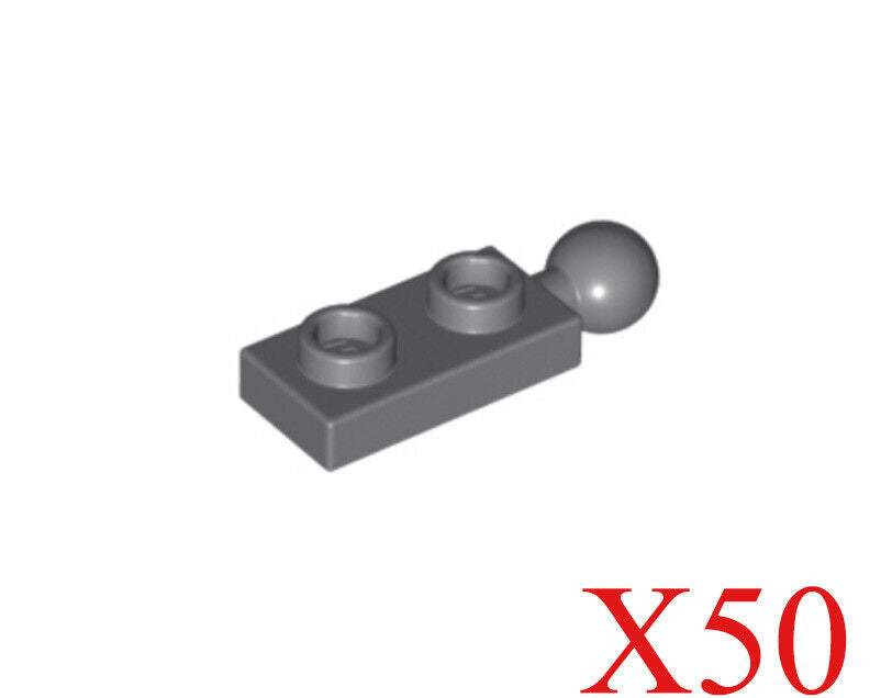 Lego Dark Bluish Gray Plate Modified 1 x 2 with Towball on End Parts Lot of 50