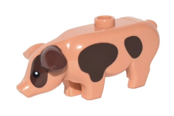 Lego Flesh Pig with Black Eyes, White Pupils Animal Minifigure Big Figure