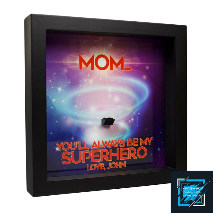 Brickohaulic Personalized Frame Captain Marvel Minifigure Mother, Mom, Wife Gift