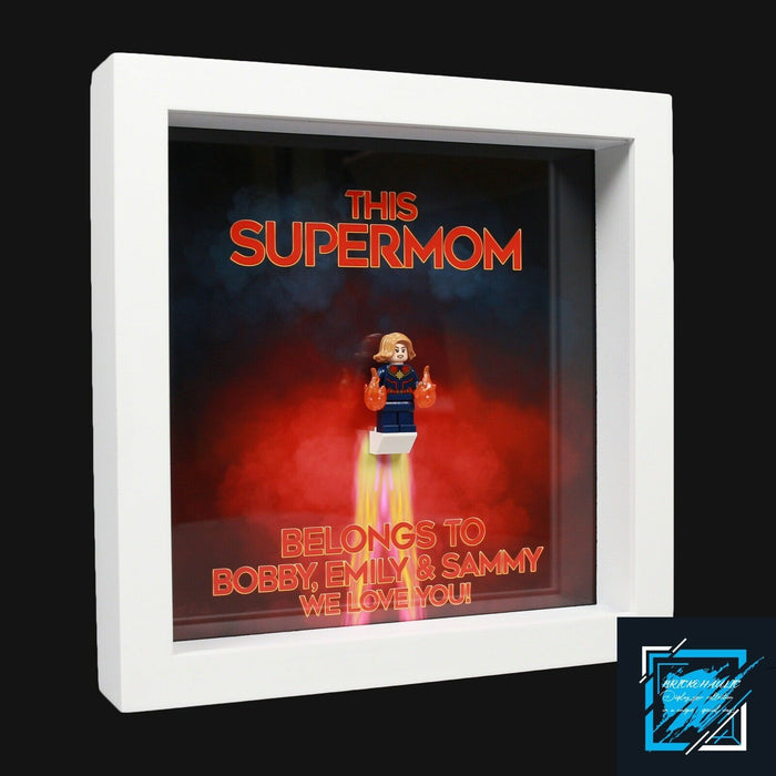 Brickohaulic Personalized Frame Captain Marvel Minifigure Mother, Mom, Wife Gift