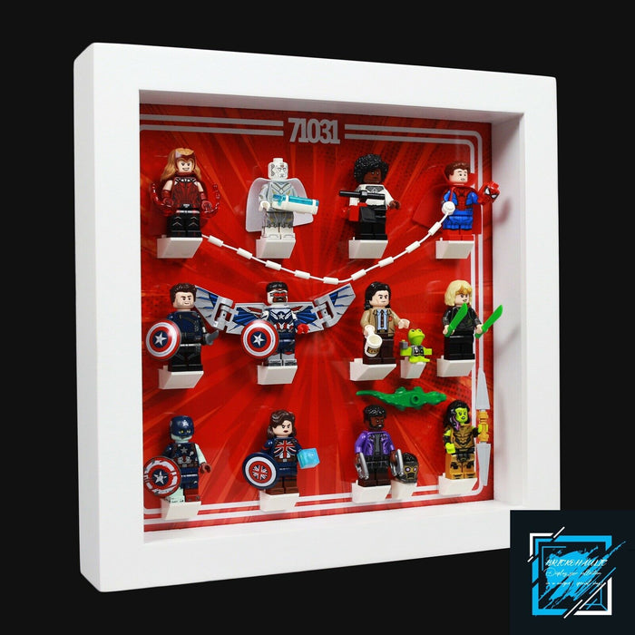 Brickohaulic White Display Frame Case for Marvel Studios Minifigures 71031