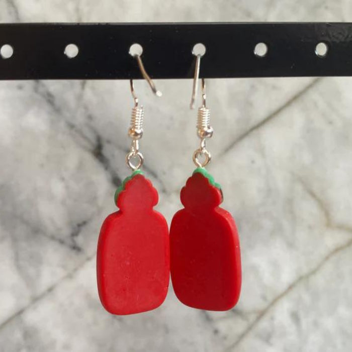 Brickohaulic Sriracha Hot Sauce Earrings Handmade with LEGO® Brick Parts