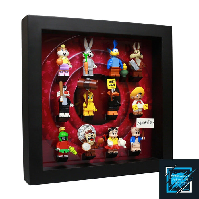 Brickohaulic Black Display Frame Case for Looney Tunes Minifigures 71030