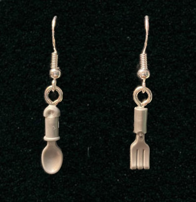 Brickohaulic Fork and Spoon Dangle Earrings Handmade with LEGO® Bricks Parts