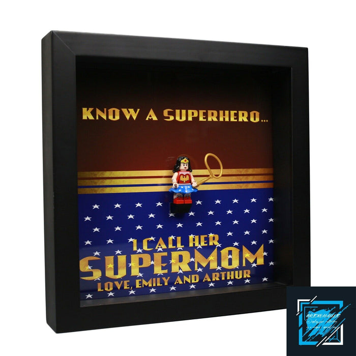 Brickohaulic Personalized Frame Wonder Woman Minifigure Mother, Mom, Wife Gift