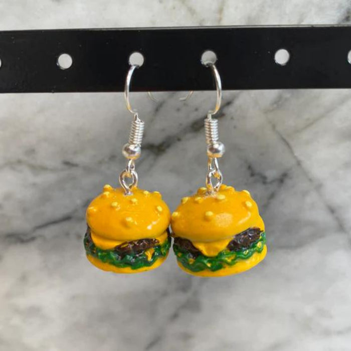 Brickohaulic Hamburger Drop Earrings Handmade with LEGO® Bricks Parts