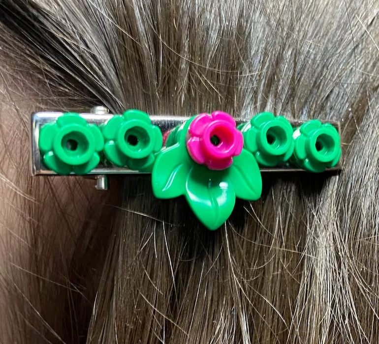 Brickohaulic Set of 2 Pink Flower Hair Clips Handmade with LEGO® Bricks Parts