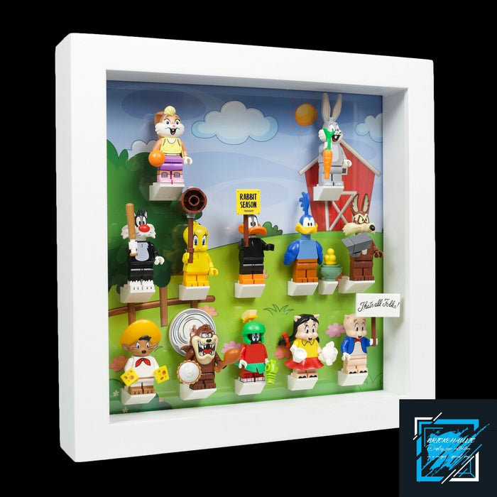 Brickohaulic White Display Frame Case for Looney Tunes Minifigures 71030